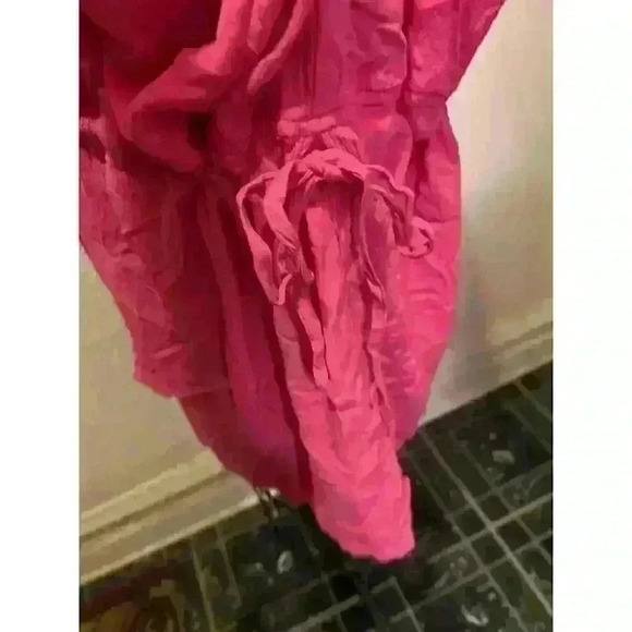 Elan Oversized 3/4 Sleeves Drawstring Tie Side Blouson Mini Dress Pink Size M - Picture 6 of 9